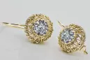 Earrings Zircon 14K Yellow gold Vintage style vec002y
